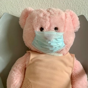 Teddy with face mask.