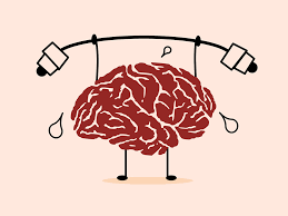 animated brain doing weightlifting