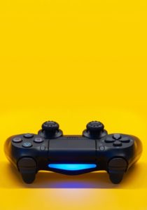 Console placed on yellow background